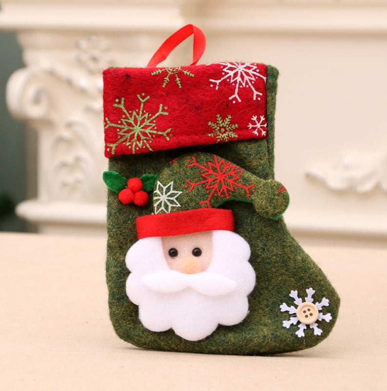 Santa design small flannel Christmas candy stocking, one per order