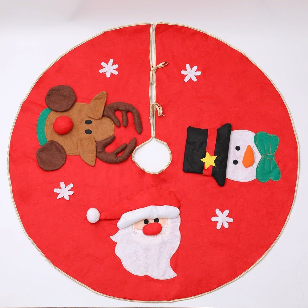 Round Christmas tree mat that collects dropped needles and glitter through December