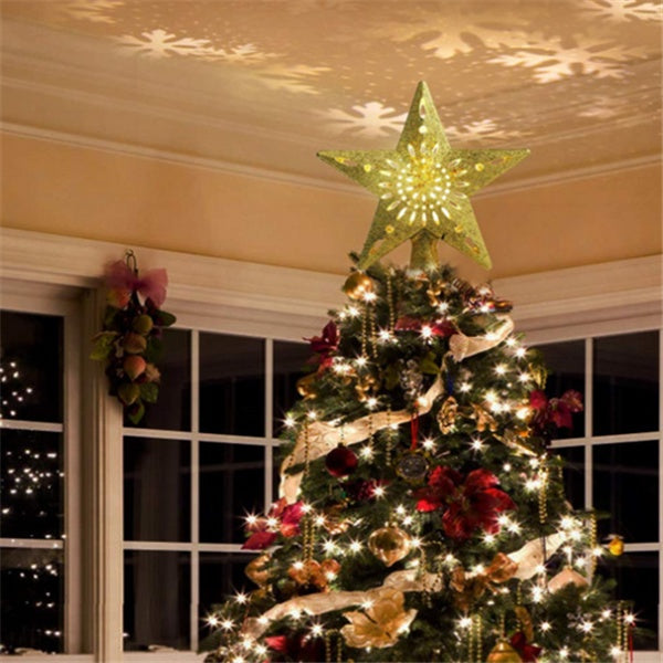 Christmas tree topper star measuring 10.2 by 9.4 by 3.7 inches