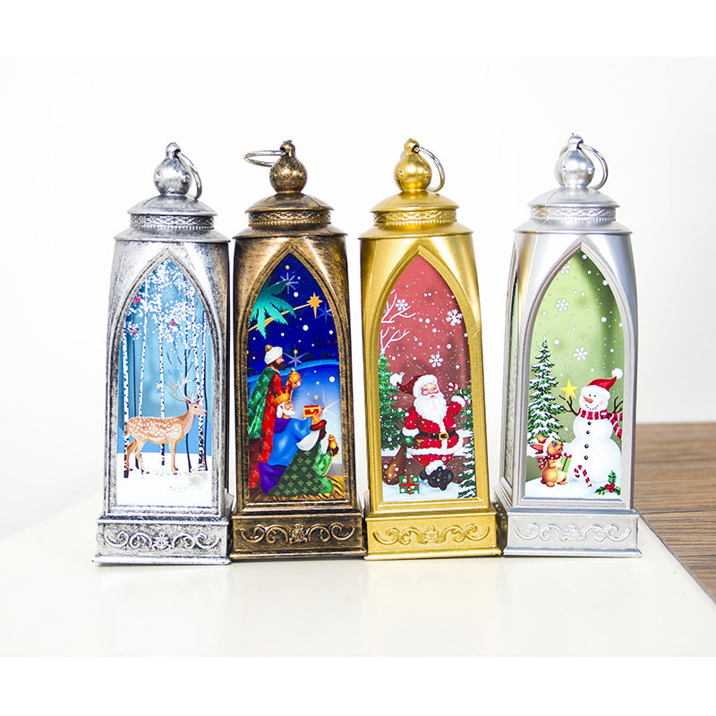 Battery powered Christmas arch lantern with a vintage patterned arch
