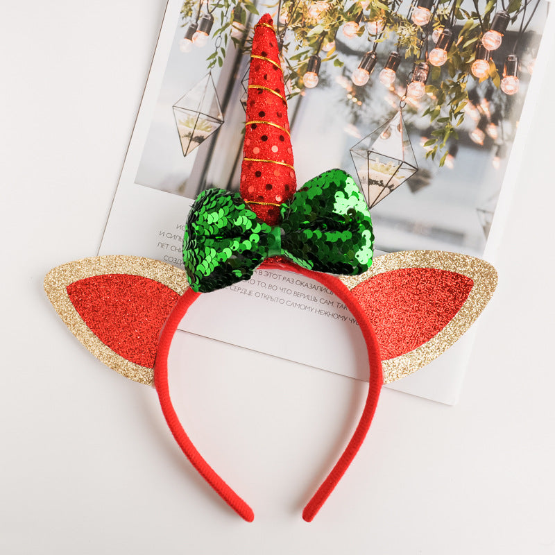 Unicorn horn style Christmas headband, band 4.7 by 5.3 inches