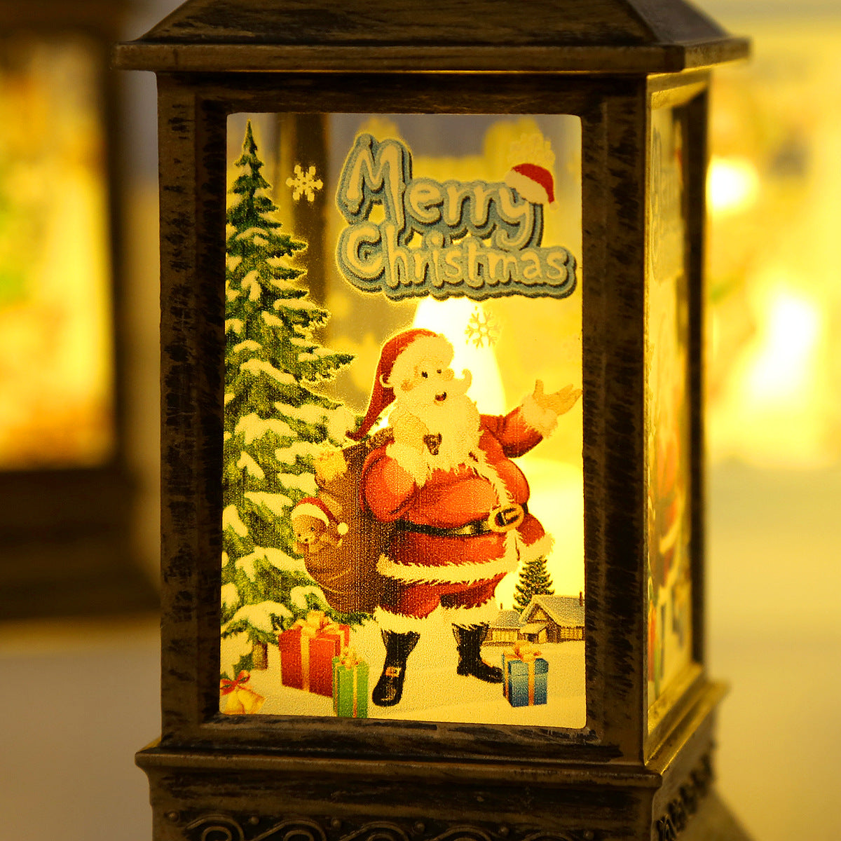 Bronze Christmas tree lantern, one of four designs in the range