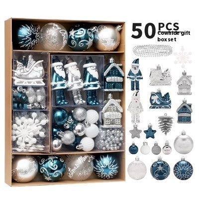 Red, green and white Christmas baubles in the 10.6 by 6.3 inch set
