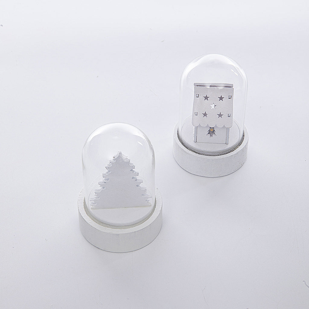 Two wooden Christmas shapes offered as cabin or Christmas tree