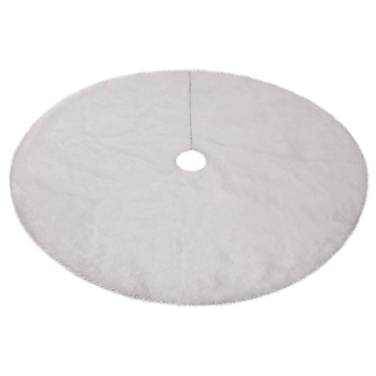 Flannel surface over non-woven backing on the white Christmas tree skirt