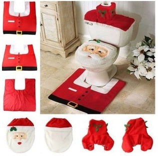 Full Christmas bathroom set of curtain, covers and matching mats