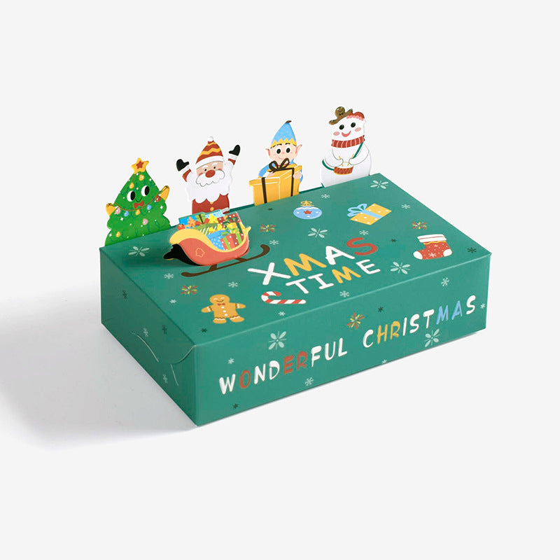 Cartoon Christmas pattern printed across the folding paper gift box
