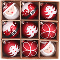 Hand painted plastic Christmas ball baubles sold as a set of nine