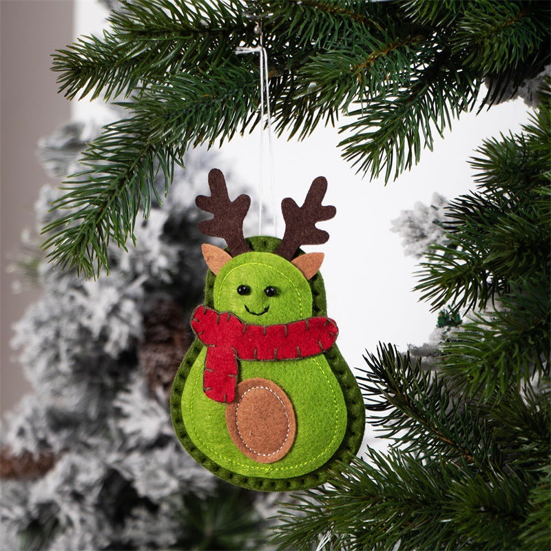 Set of three avocado shaped hanging Christmas pendants