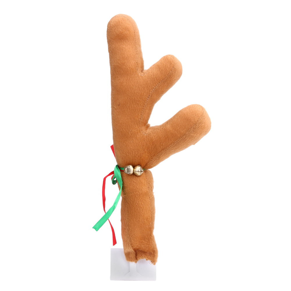 Flannel antler decoration with a plush reindeer shape rather than stiff plastic