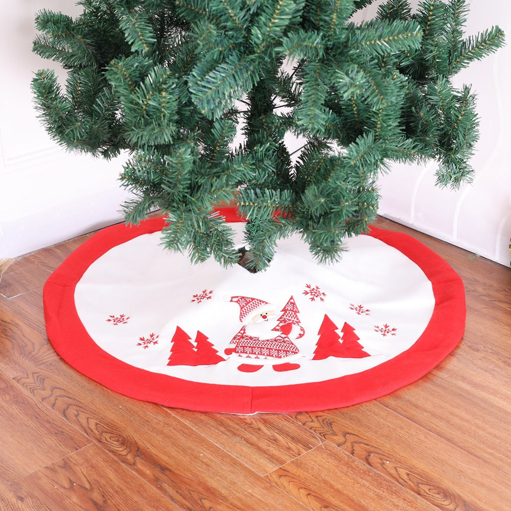 Circular Christmas tree skirt offered in red, white, gray, green, blue or red and white