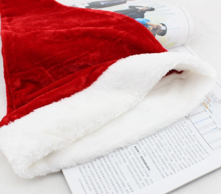 Dense velvet pile across the body of the Christmas hat
