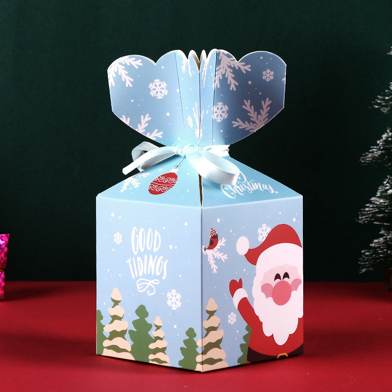 Red Santa print Christmas gift box, 3.9 inches tall