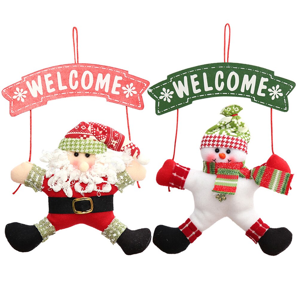 Red non-woven Christmas door hanger printed on soft flat fabric