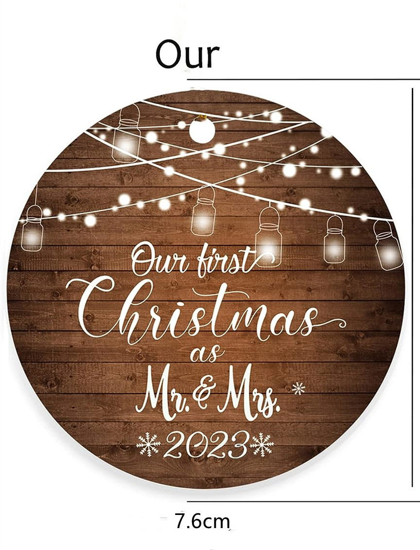 Round wooden ornament measuring 3 inches across, sold one per order