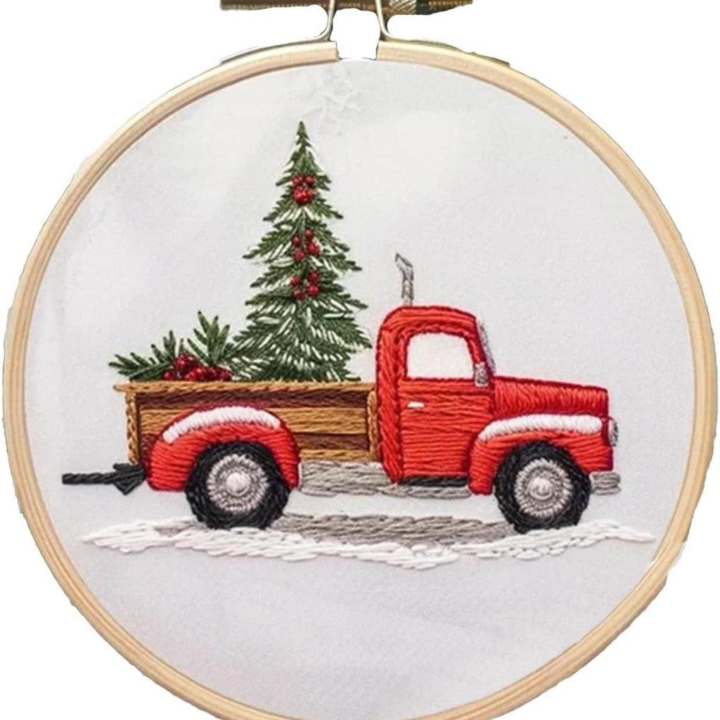 Fireplace design Christmas embroidery kit for hand stitching