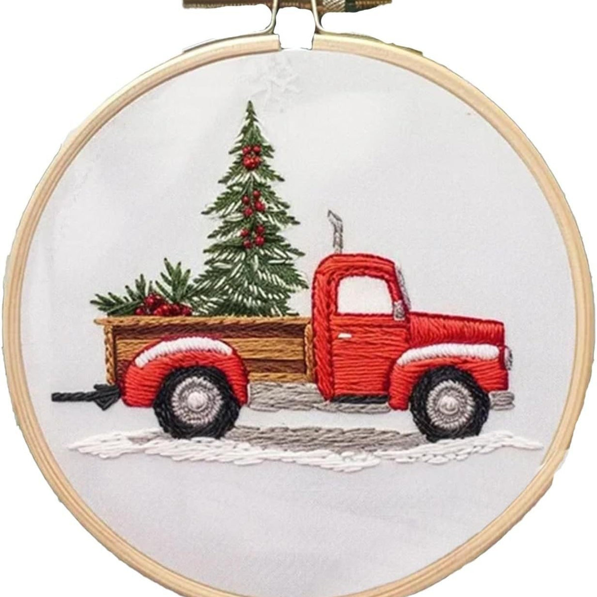 Fireplace design Christmas embroidery kit for hand stitching