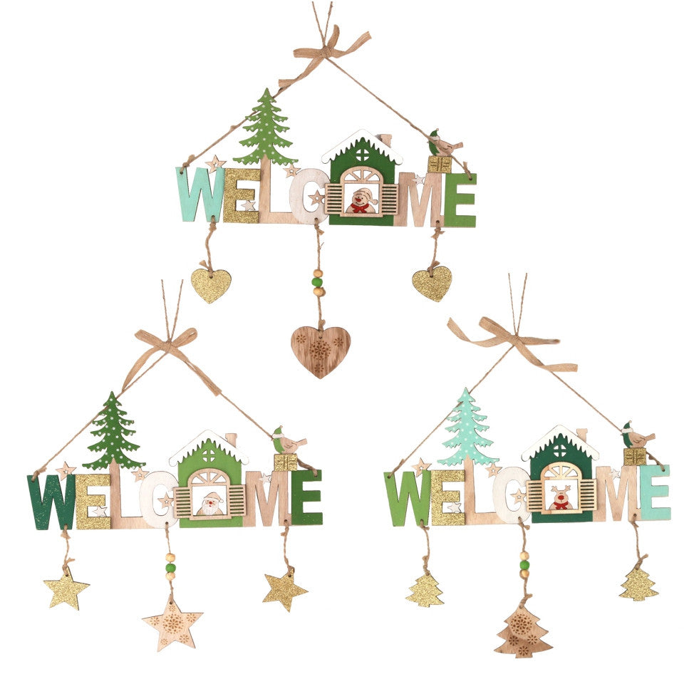 Snowman design of the wooden Christmas hanging decoration, cut from wood