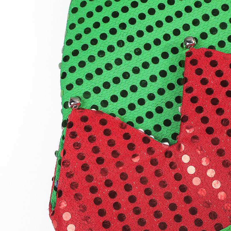 White trim finishing the non-woven Christmas Santa hat
