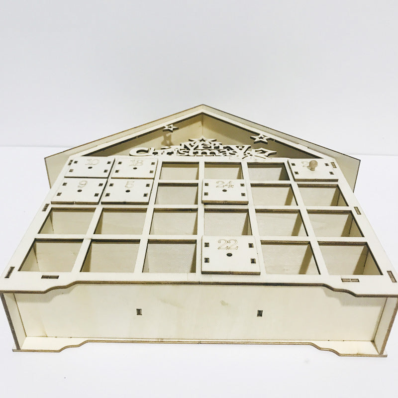 Slim wooden advent calendar only 2 inches deep from front to back
