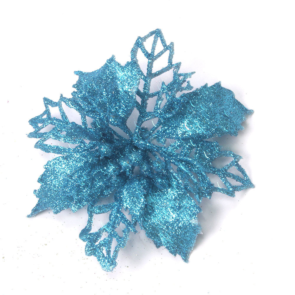 Gold glitter dusted Christmas flower pick weighing about 0.1 ounces