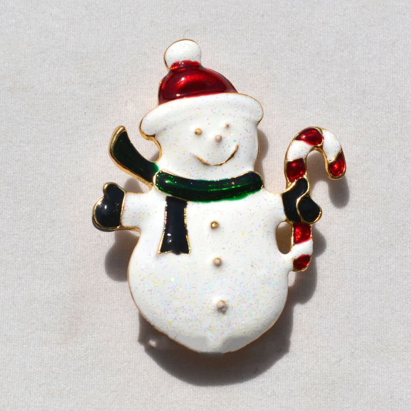 Second snowman Christmas brooch design in painted alloy, sold singly