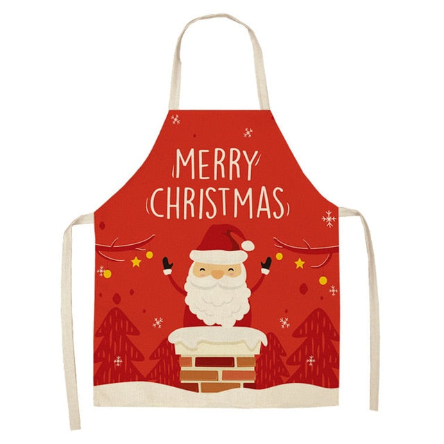 Christmas apron with a neck strap and long waist ties