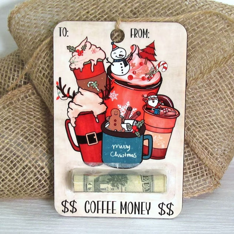 Design 3 of the wooden Christmas hanging ornament printed on flat wood