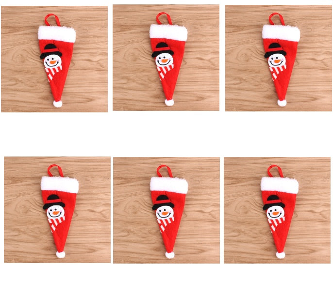 Fabric Christmas cutlery pocket with a plain reverse side