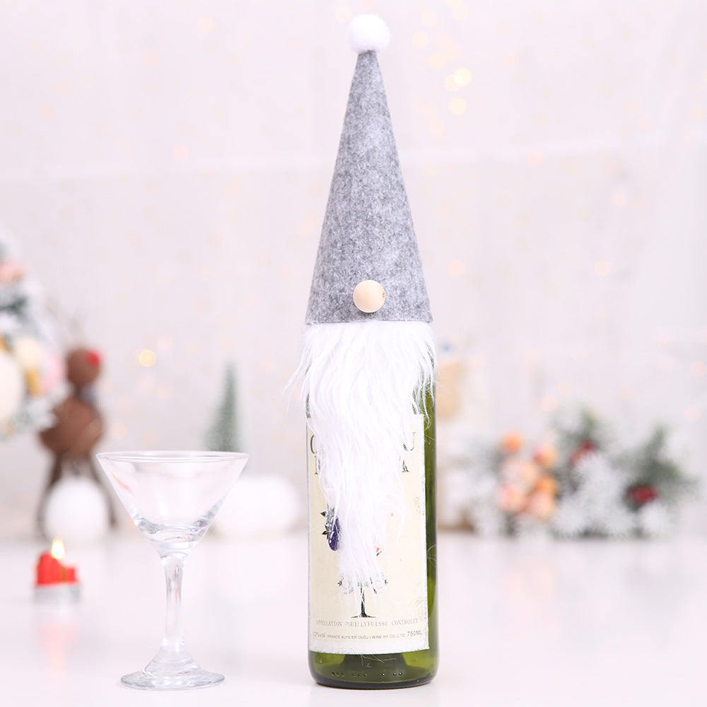 Christmas wine bottle sock that slips over the neck of a bottle