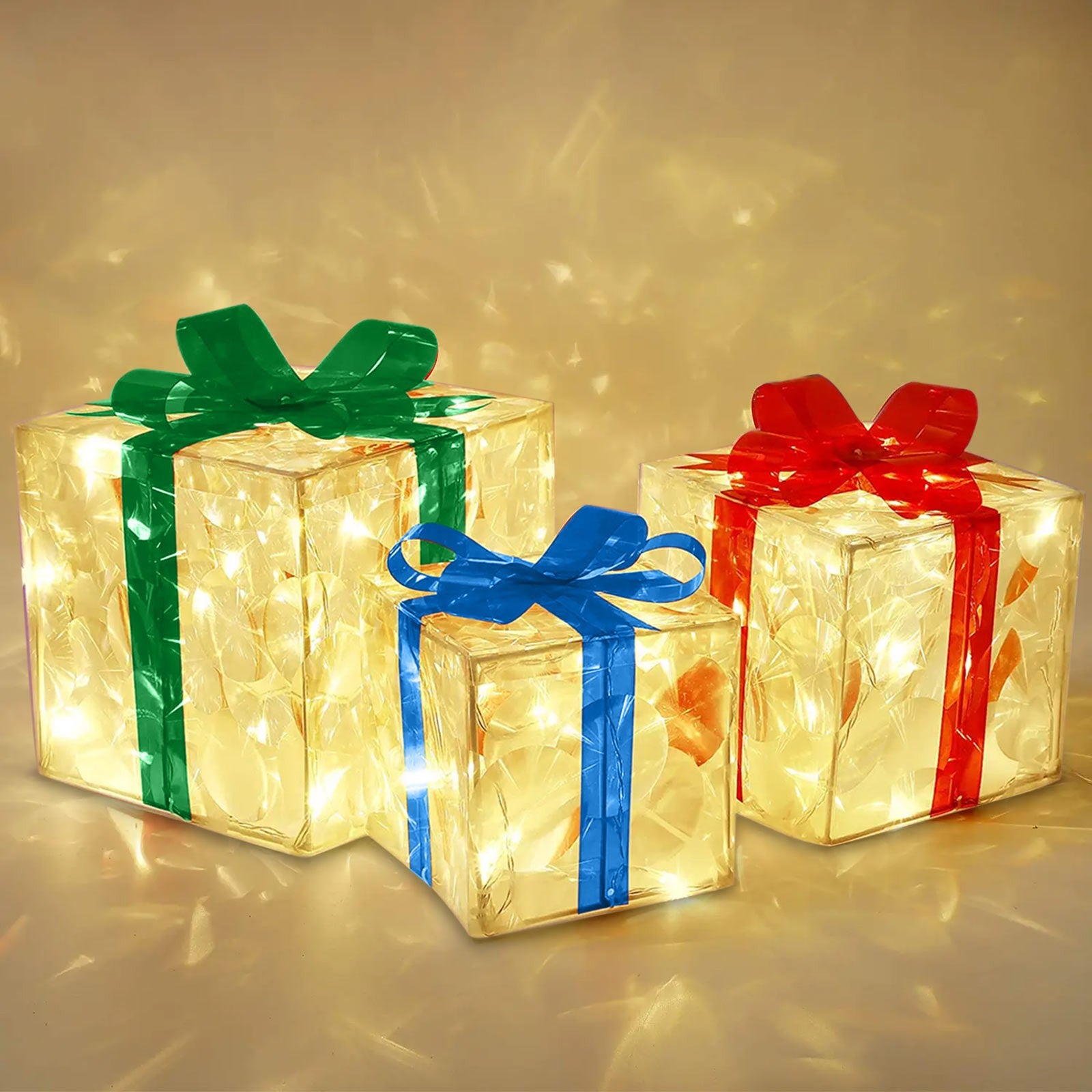 Copper wire string of 100 warm LED lights coiled inside the box