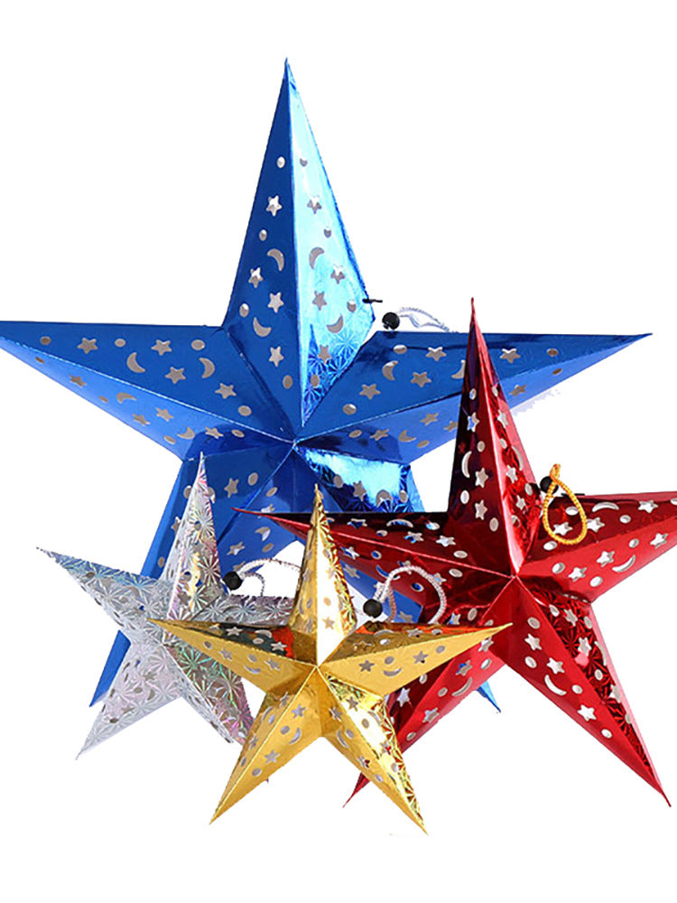 Red laser card Christmas star with five crisp points