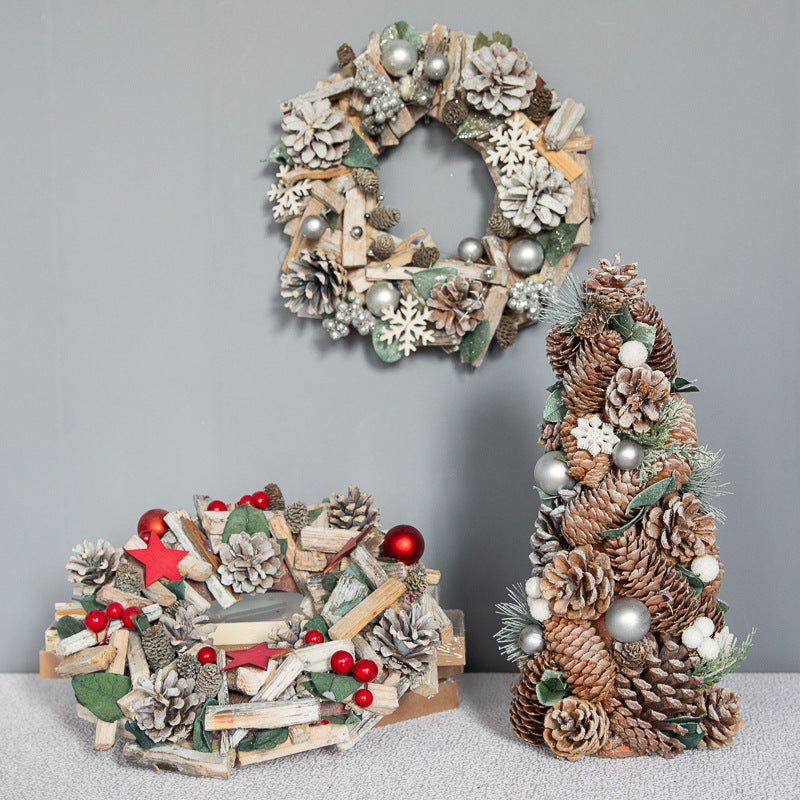Silver Nordic Christmas wreath, listed in 9.1, 10.6 and 13.4 inch widths