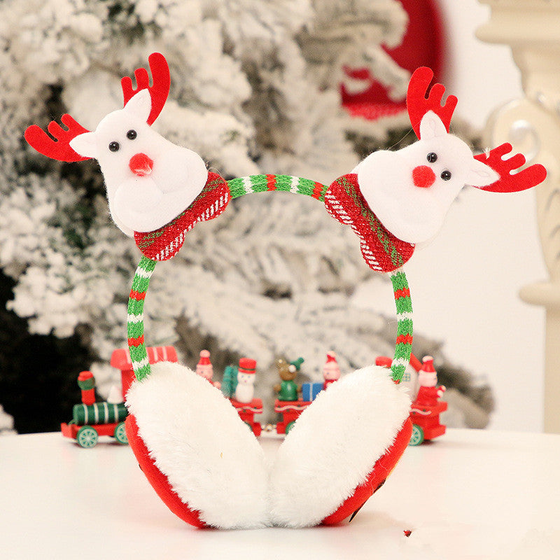 Christmas character earmuff headband with a band that flexes to fit