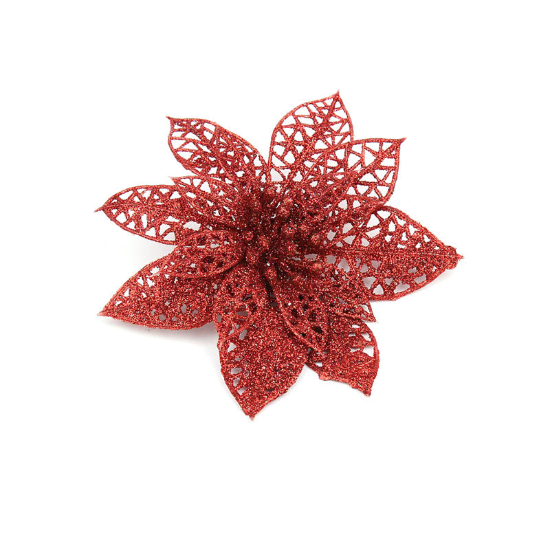 Ten glitter Christmas flowers together, the largest pack offered