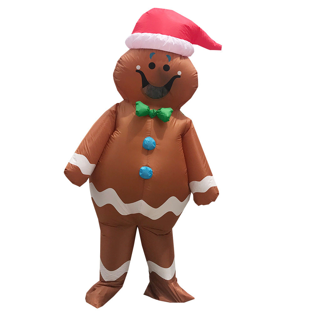Adult gingerbread man mascot costume built as a full character piece
