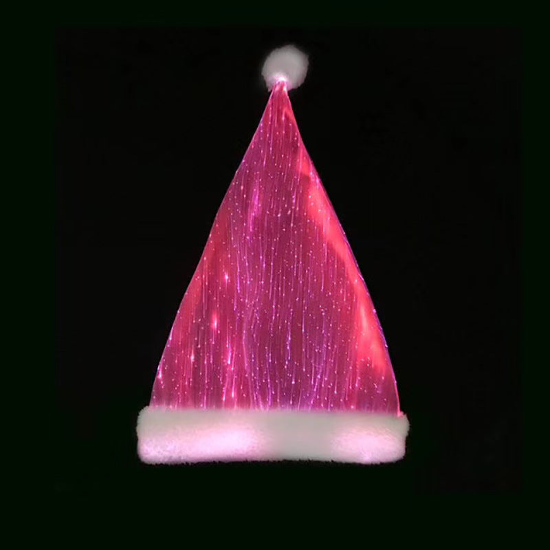 Red Christmas hat sewn from fiber cloth and cotton cloth