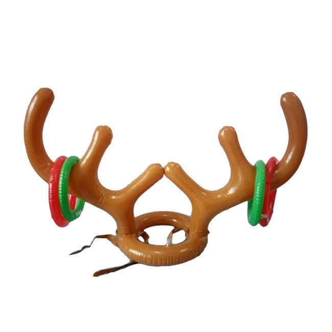 Inflatable antler hat in PVC that deflates flat for storage