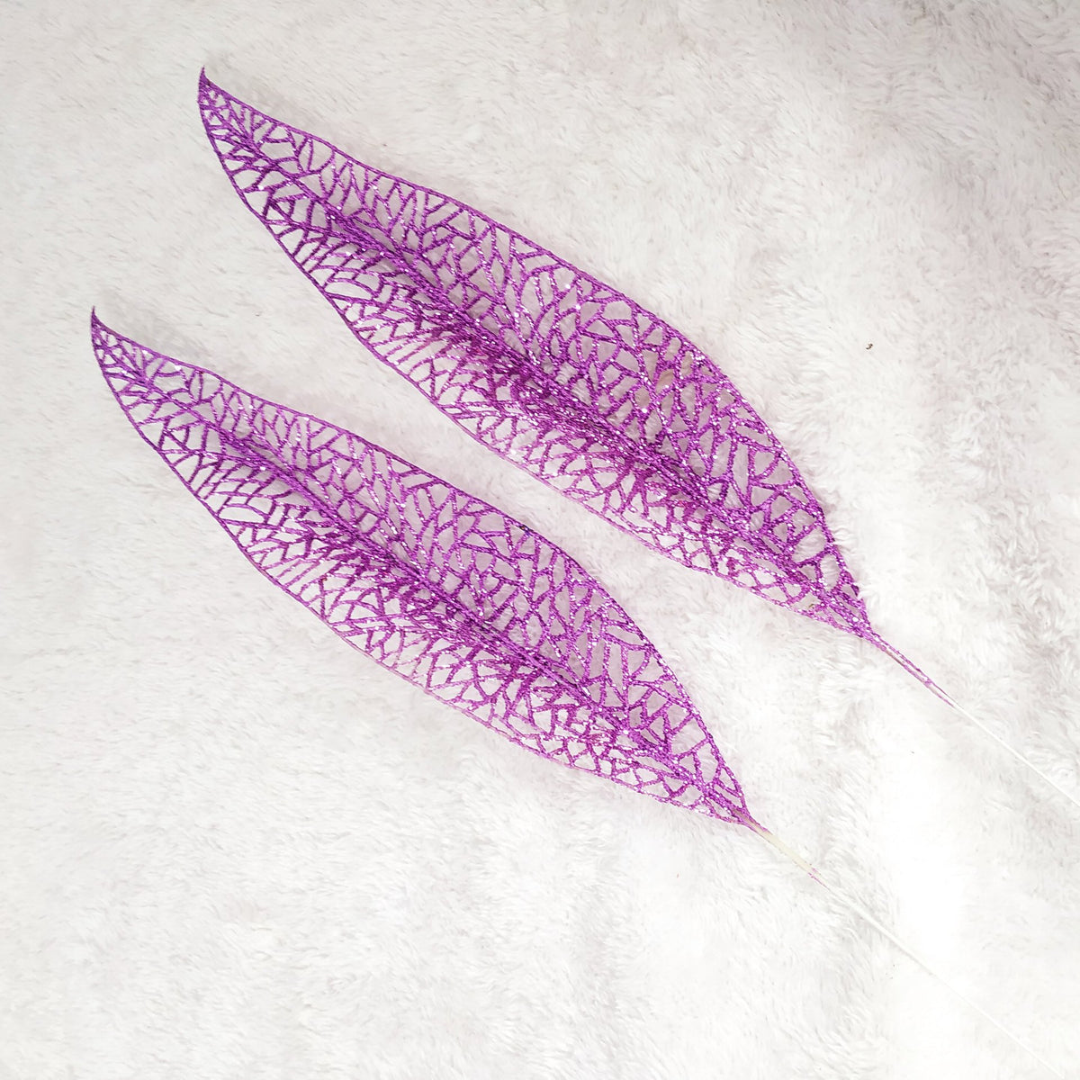 Red glitter leaf pick for a Christmas tree, wreath or garland