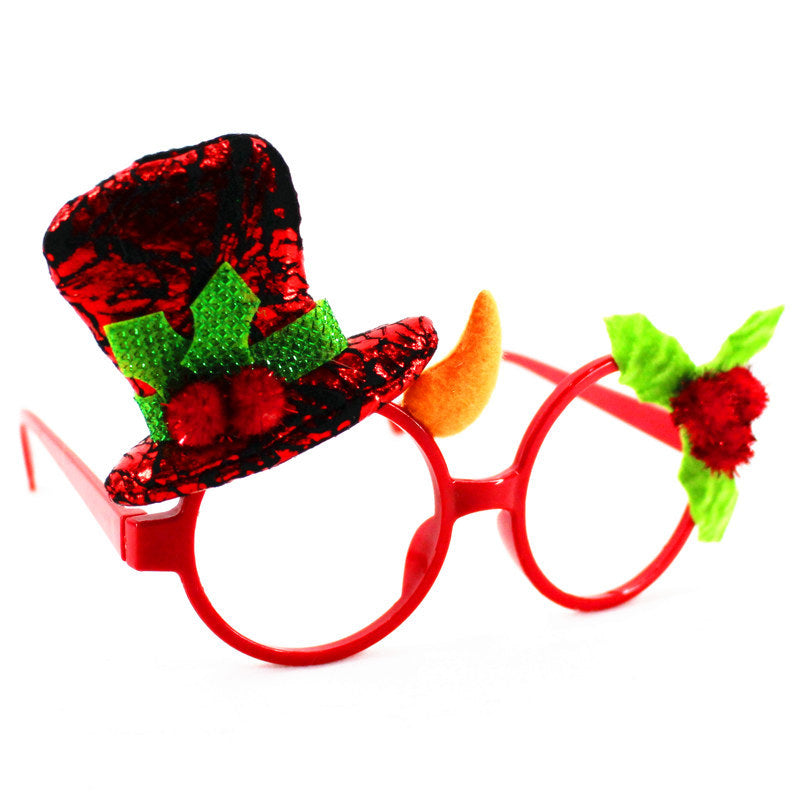 Santa novelty Christmas party glasses in plastic with fabric detail