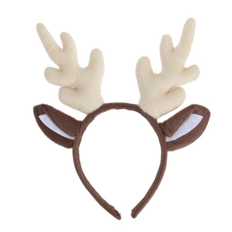 Cloth covered antlers attached to a slim Christmas headband