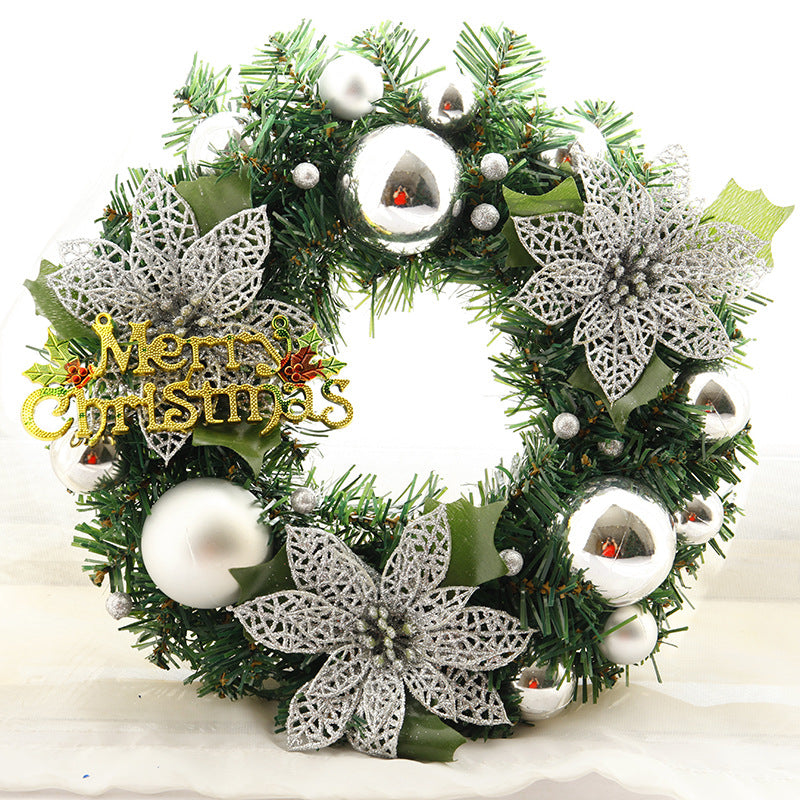 Gold Christmas wreath measuring 11.8 inches across the ring