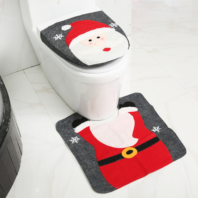 Brushed cloth Christmas toilet cover included in the three piece set