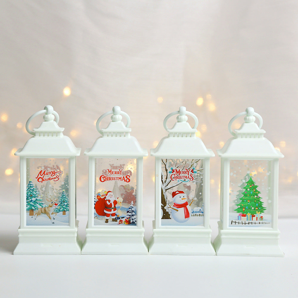 Christmas tree lantern ornament with molded detail across the body