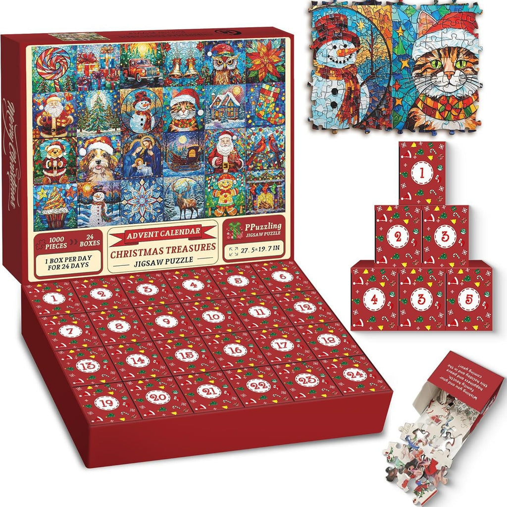 Paper puzzle pieces for the Christmas countdown advent board