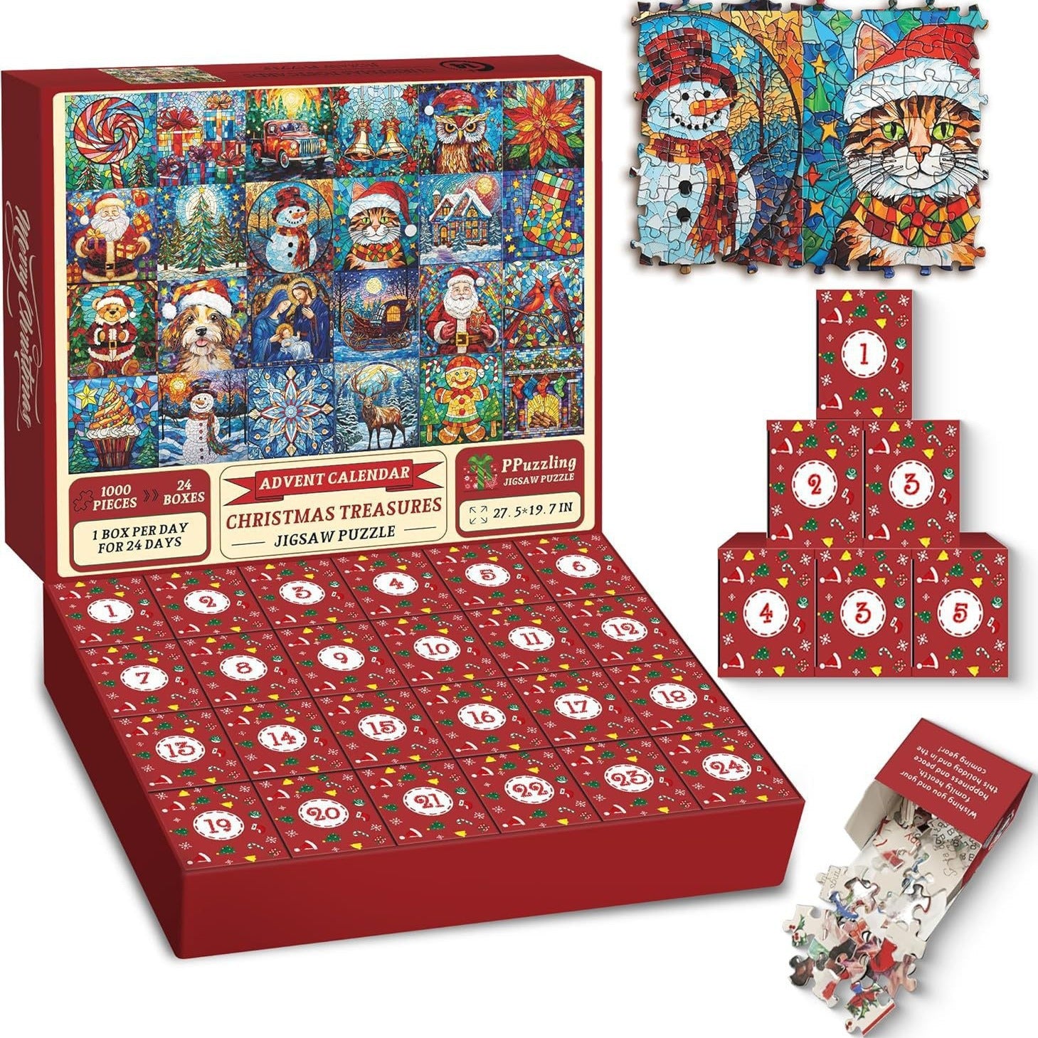 Paper puzzle pieces for the Christmas countdown advent board