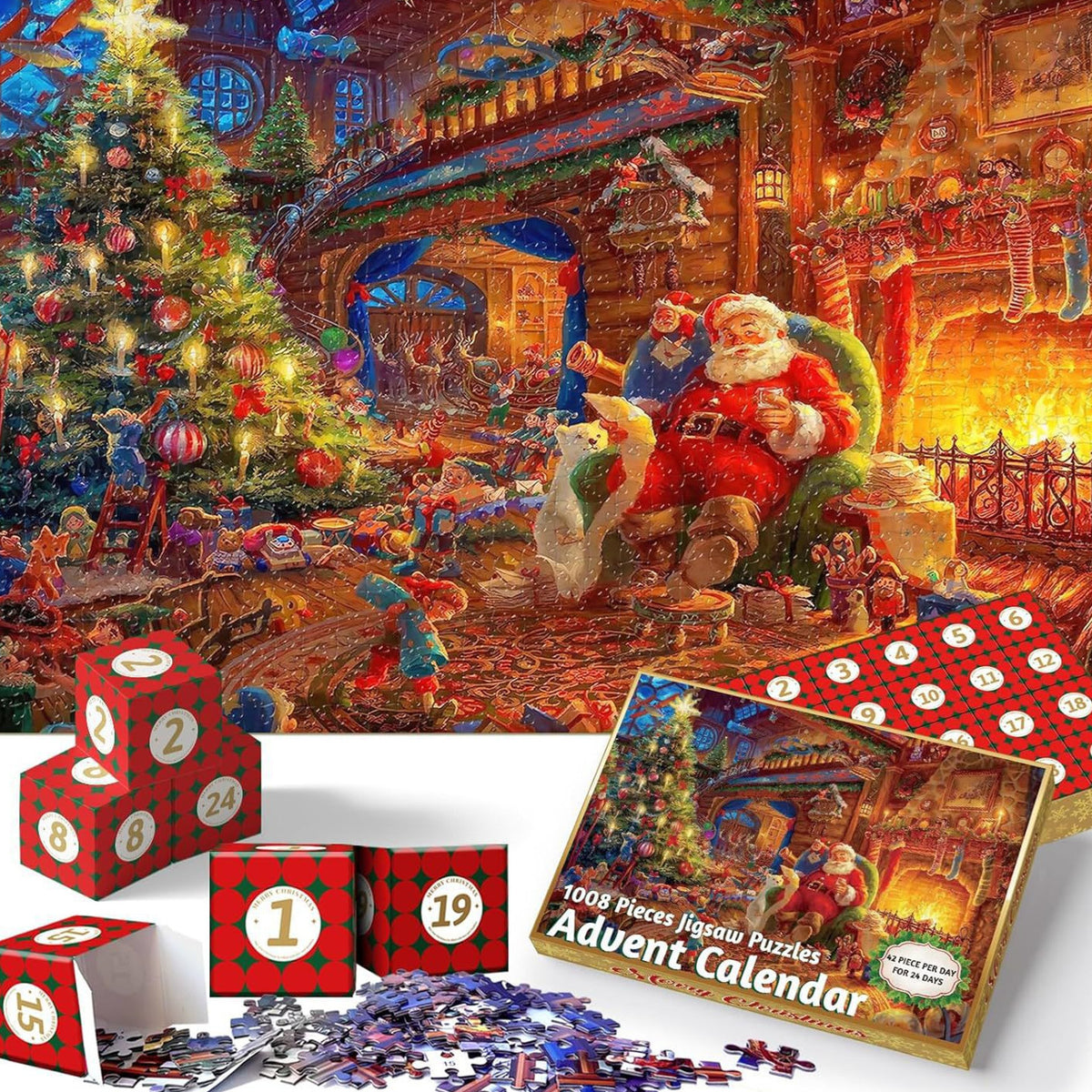Christmas advent calendar puzzle covering a 24 day December countdown