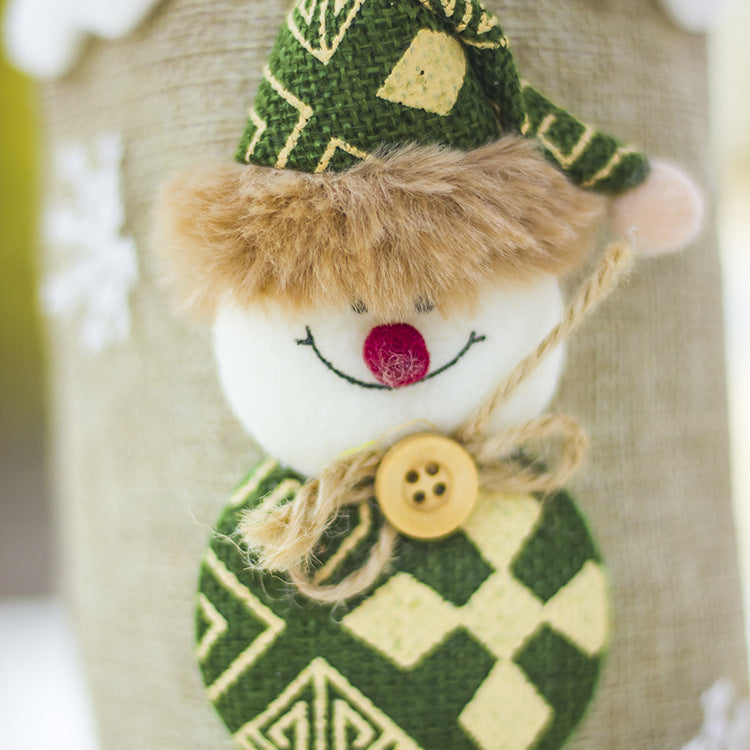 Cloth Christmas bottle cover sewn from cloth and artificial wool