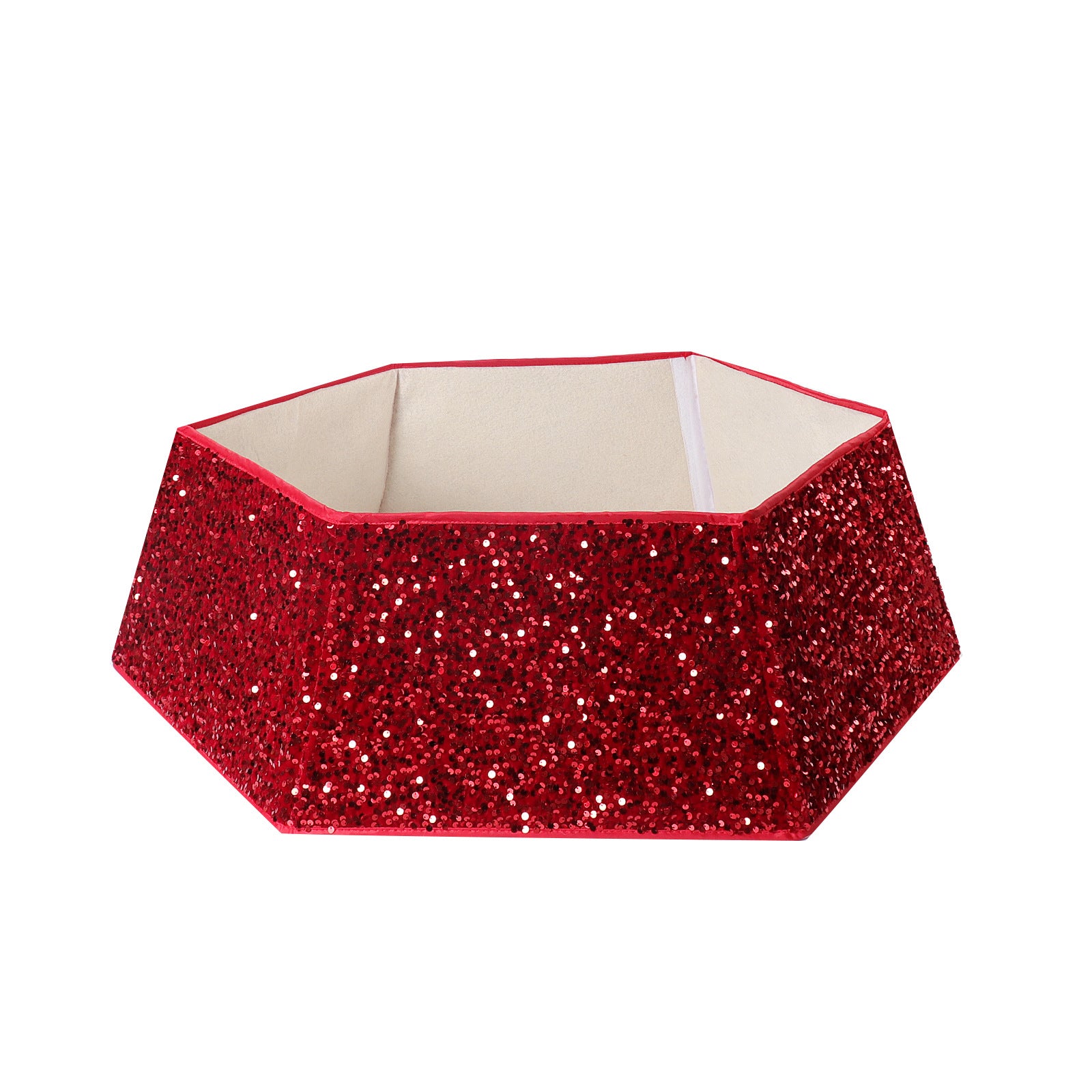 Six sequin tree skirt options across two edge shapes and three colors