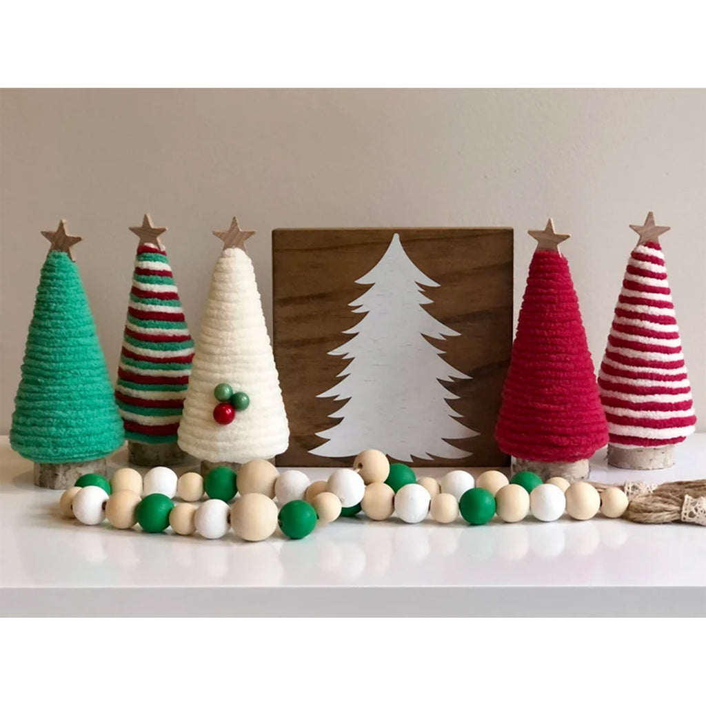 Green cotton thread Christmas tree for a desk or a shelf
